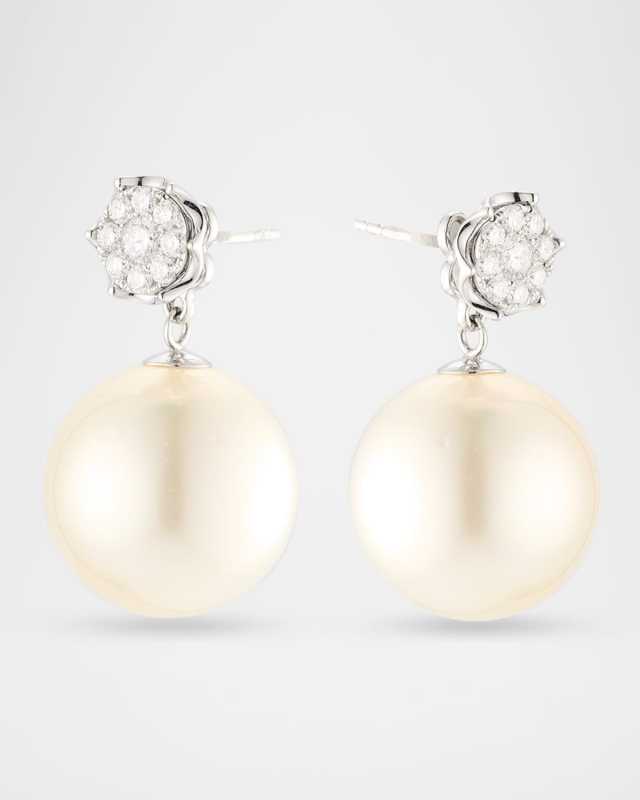 18K White Gold South Sea Pearl and Diamond Detachable Earrings